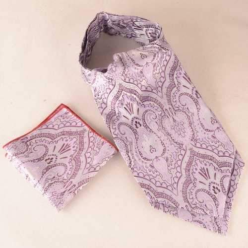 Jacquard Pocket Square and Ascot Cravat Set - Suede Rose
