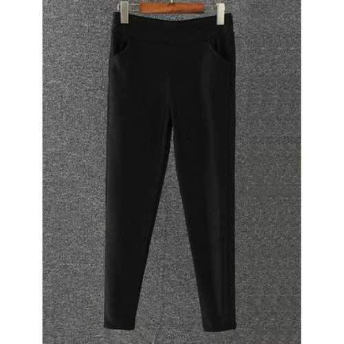 Thick Fleece Supper Stretchy Leggings - Black One Size