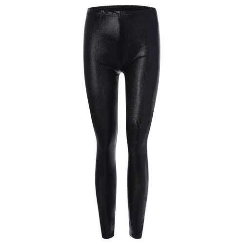 Skinny Faux Leather Leggings - Black L