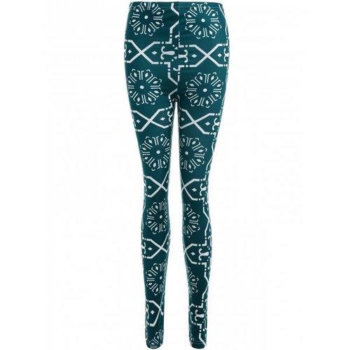 Geometric Print Slimming Leggings - Blackish Green Xl