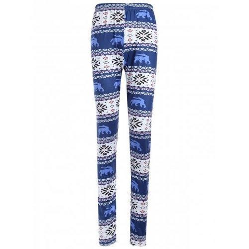 Skinny Geometric Print Christmas Leggings - Blue Xl