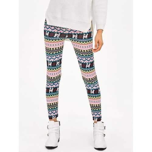 Christmas Patterned Stretchy Aztec Print Leggings - M