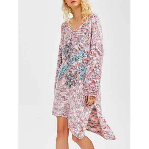 Space Dyed Asymmetrical Christmas Tunic Jumper Dress - One Size