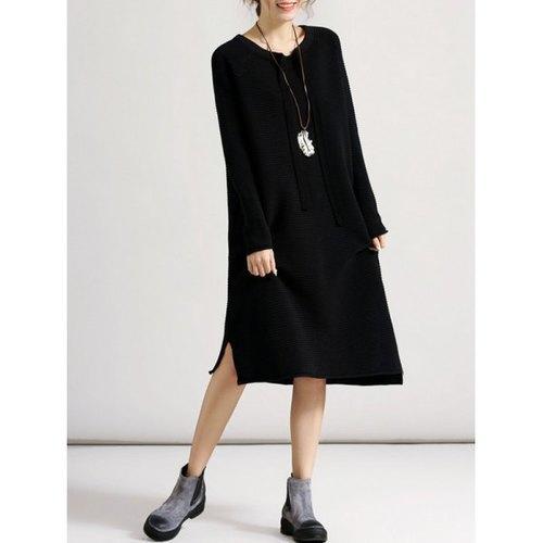 Oversized Jumper Dress - Black One Size