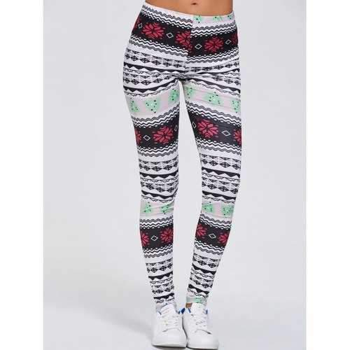 Christmas Stretchy Fair Isle Leggings - Black M