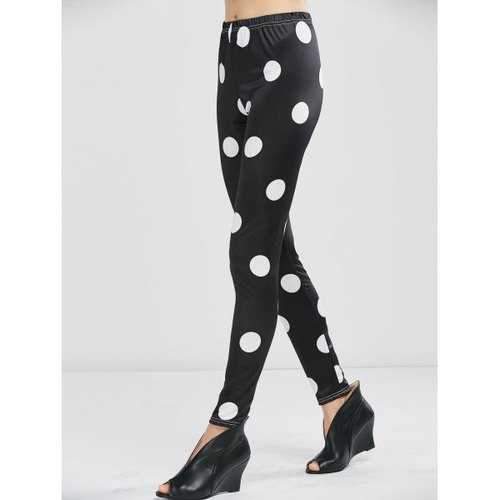Polka Dot High Waist Leggings - Black L