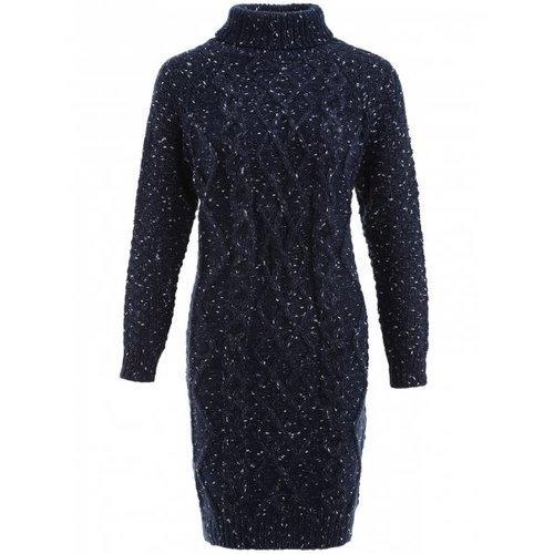 Heathered Turtleneck Bodycon Sweater Dress - Purplish Blue One Size