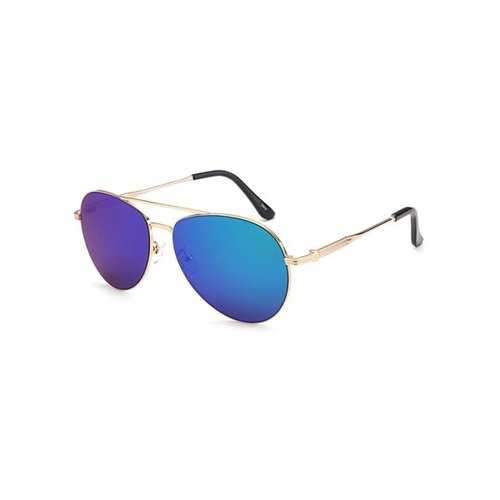 Crossbar Anti UV Metal Pilot Mirrored Sunglasses - Blue