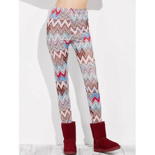 High Rise Leggings With Zigzag Print - Xl