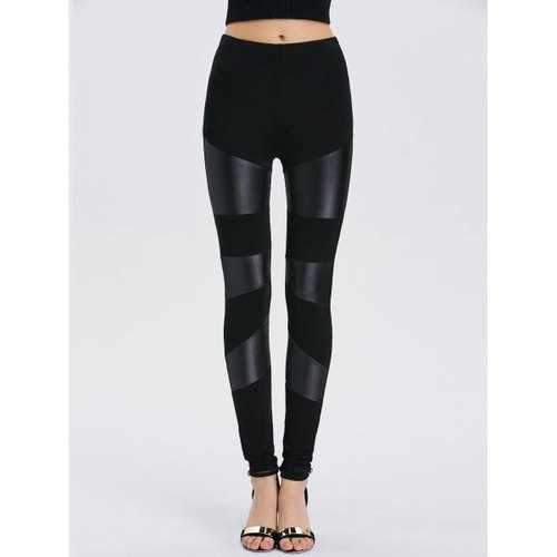 Faux Leather Bodycon Leggings - Black One Size