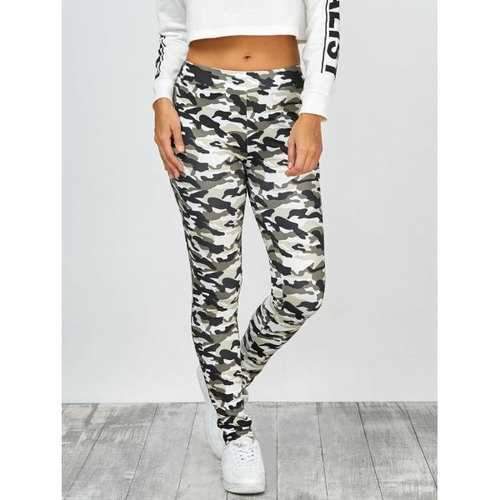 High Waisted Camo Leggings - Jungle Camouflage S