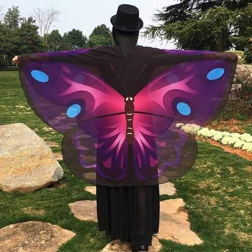 Cartoon Butterfly Wing Shape Cape Chiffon Scarf - Deep Purple