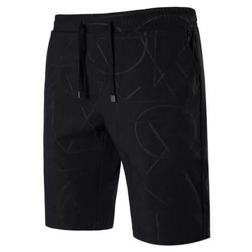 Drawstring Waist Printed Shorts - Black 5xl