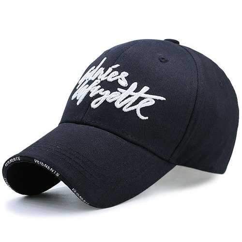 Embroidery Letters Sunscreen Baseball Hat - Black