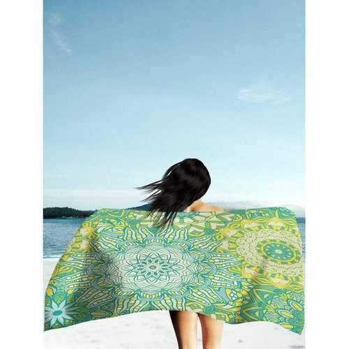 Beach Throw with Mandala Print - Green 2xl