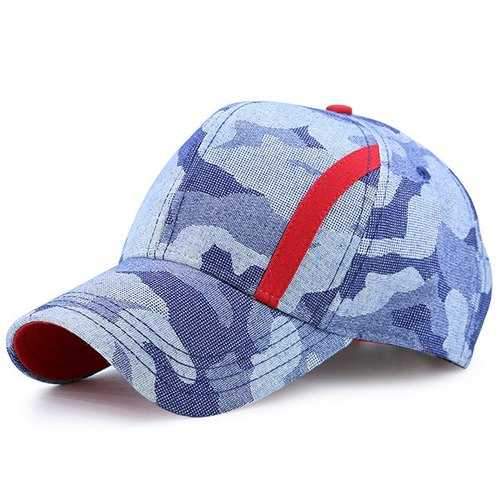 Single Stria Camouflage Spliced Baseball Cap - Blue Camouflage