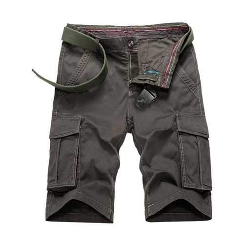 Flap Pockets Bermuda Cargo Shorts - Taupe 32
