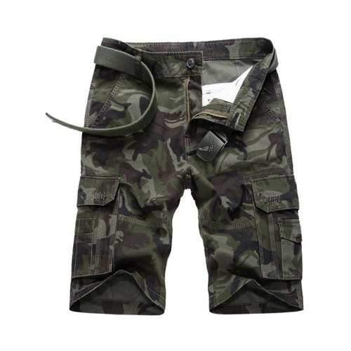 Flap Pocket Camo Cargo Shorts - Army Green 36