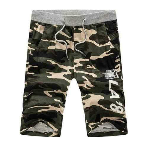 Drawstring Waist Graphic Camouflage Shorts - Army Green 2xl