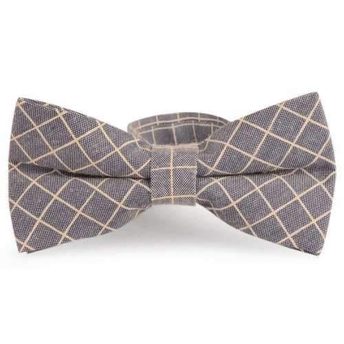 Plaid Cotton Blended Bow Tie - Cadetblue