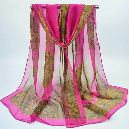 Anthemion Printed Ethnic Chiffon Retro Shawl Scarf - Tutti Frutti