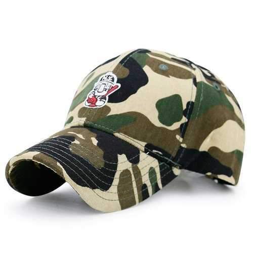 Cartoon Figure Embroidery Camouflage Baseball Hat - Acu Camouflage