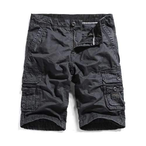 Zip Fly Pockets Straight Cargo Shorts - Charcoal Gray 34