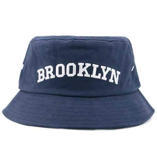 Flat Top Letters Embroidery Bucket Hat - Cadetblue