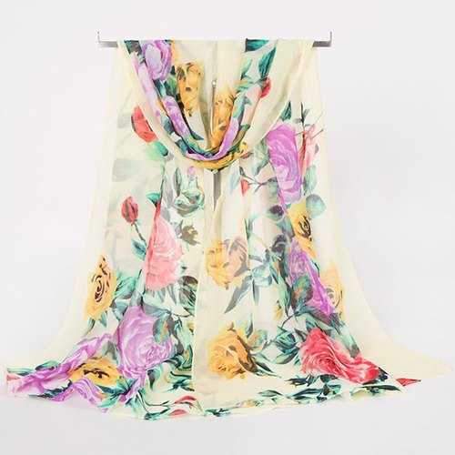 Retro Rose Blossom Pattern Lightsome Scarf - Limeade