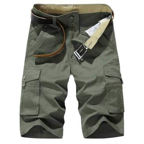 Multi-pocket Chino Cargo Shorts - Army Green 32