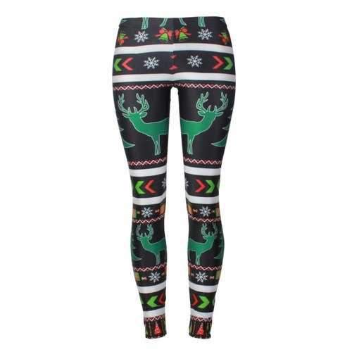 Reindeer Snowflake Leggings - Black S