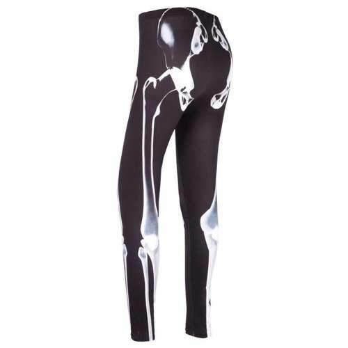 High Waist Skeleton Print Halloween Leggings - Black 2xl