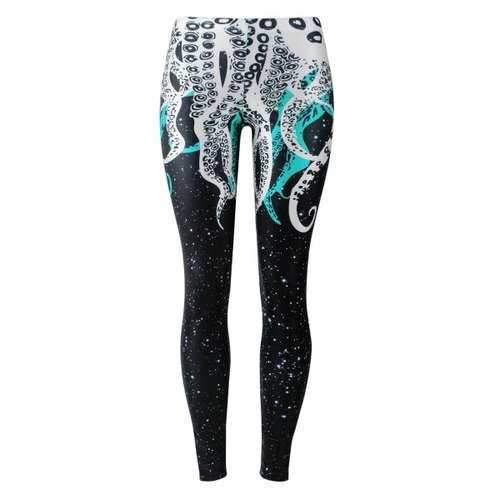 Octopus Print Leggings - Black S
