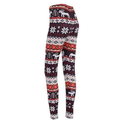 Skinny Christmas Elk Snowflake Print Leggings - S