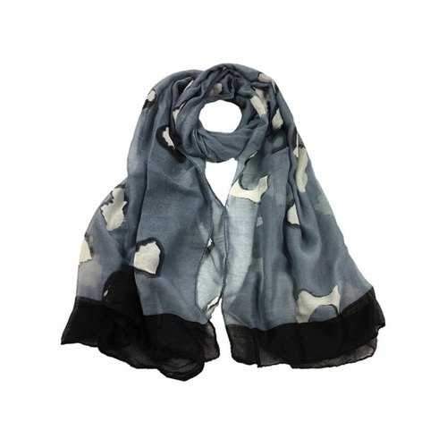 Unique Spotted Pattern Embellished Silky Long Scarf - Gray