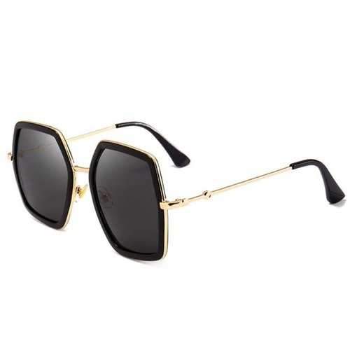 Unique Full Frame Embellished Oversized Sunglasses - Deep Gray