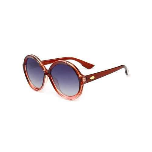 UV Protection Full Frame Embellished Round Sunglasses - Wine Red