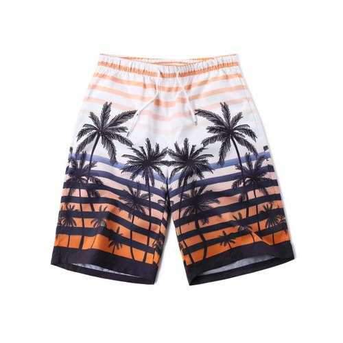 Coconut Tree Striped Beach Bermuda Shorts - Orange M