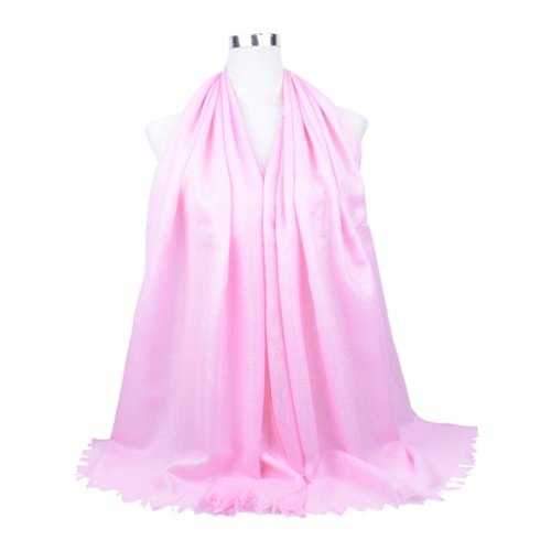 Vintage Solid Color Fringed Long Scarf - White + Pink