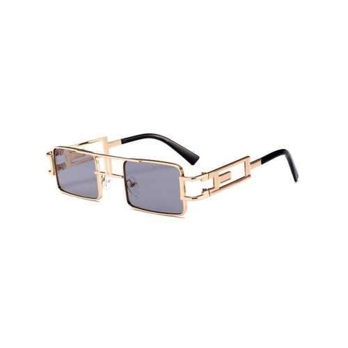 Square Sunglasses with Hollow Out Carver Frame - Light Gray