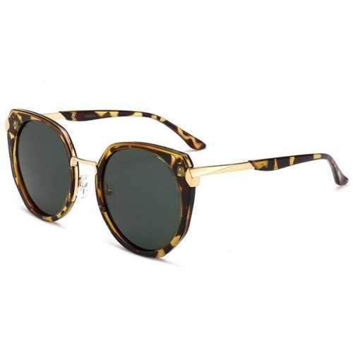 Vintage Metal Full Frame Nose Pad Sunglasses - Dark Green Camouflage