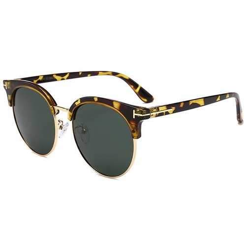 Unique Letter T Decorative Metal Frame Driver Sunglasses - Dark Green Camouflage