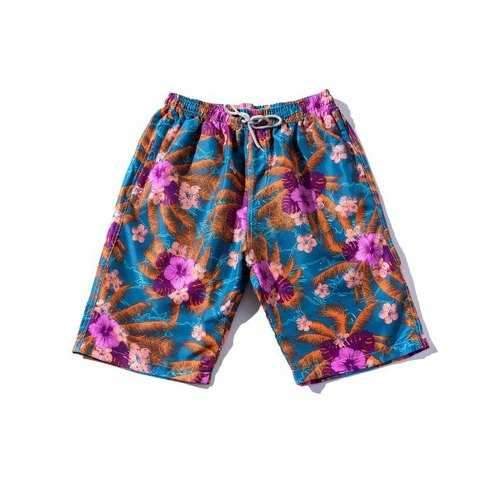 Drawstring Florals Beach Shorts - Xl