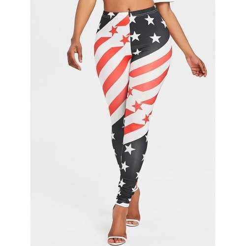 American Flag High Waisted Leggings - M