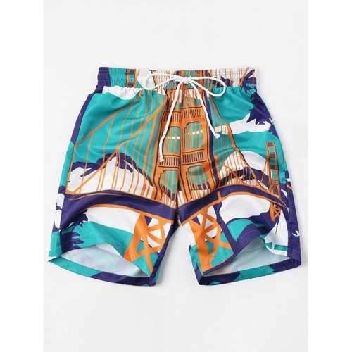 Printed Drawstring Shorts - M