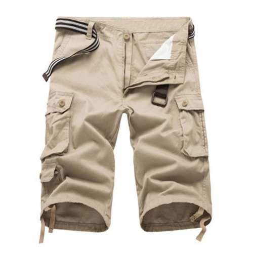 Casual Zipper Fly Cargo Shorts - Light Khaki 34