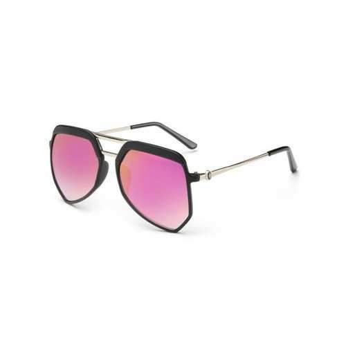Metal Crossbars Pattern Embellished Shield Sunglasses - Barbie Pink