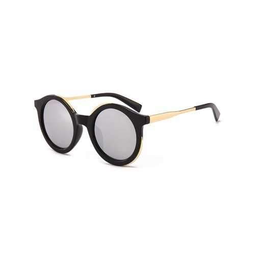Statement Metal Full Frame Round Sunglasses - Black+mercury