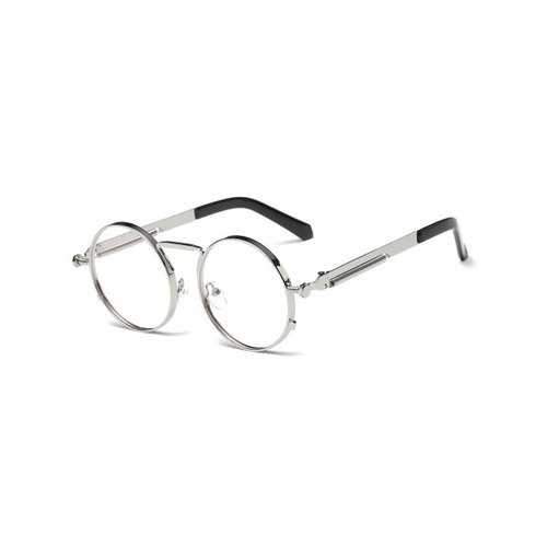 Metal Full Frame Nose Pads Round Sunglasses - Silver