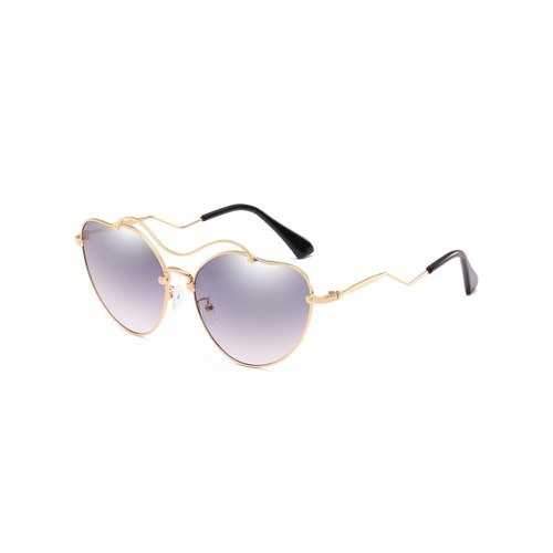 Unique Irregular Heart Shaped Sunglasses - Golden+grey